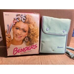 Clairol Benders Heated Flexible Curlers Set with Case Vintage 80s TESTED-Works!